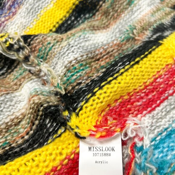 NWOT Misslook Multicolor Striped Knit Open Front Cardigan Sweater Size XL - Picture 6 of 6